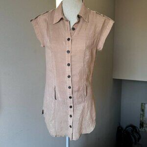 Women’s Long Button Down Safari-Style Shirt - Size Small